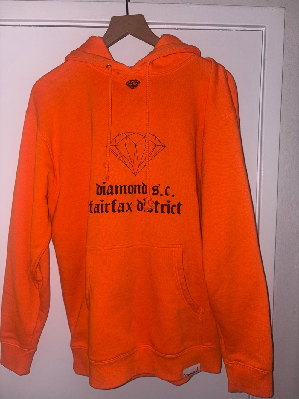 Diamond Supply Co. Orange Hoodie with Black Diamond Logo